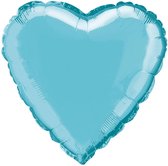 Hartvormige folie ballon licht blauw 45,7 cm - ballon - hart - blauw - geboorte - genderreveal - babyshower - decoratie - ballon