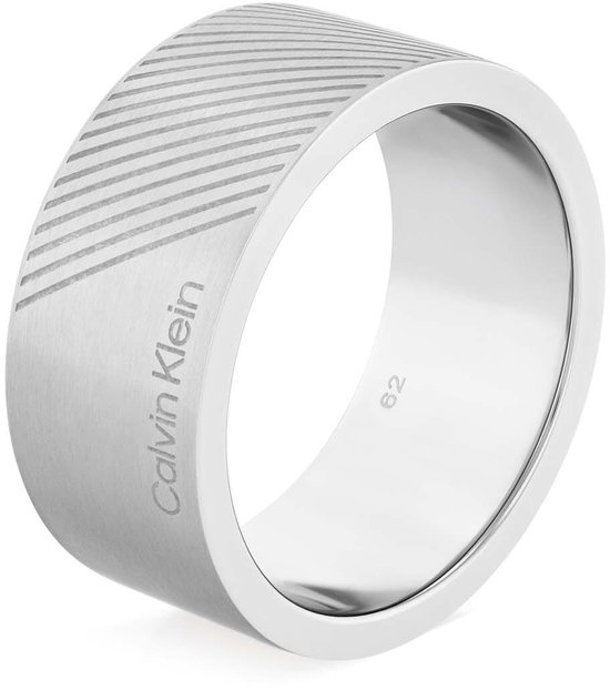 Calvin Klein CJ35000436G Heren Ring - Sieraad - Aanschuifring - Staal - Zilverkleurig - 10 mm breed