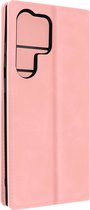 Cover Geschikt voor Samsung Galaxy S23 Ultra Flip-kaarthouder Video-steun roze