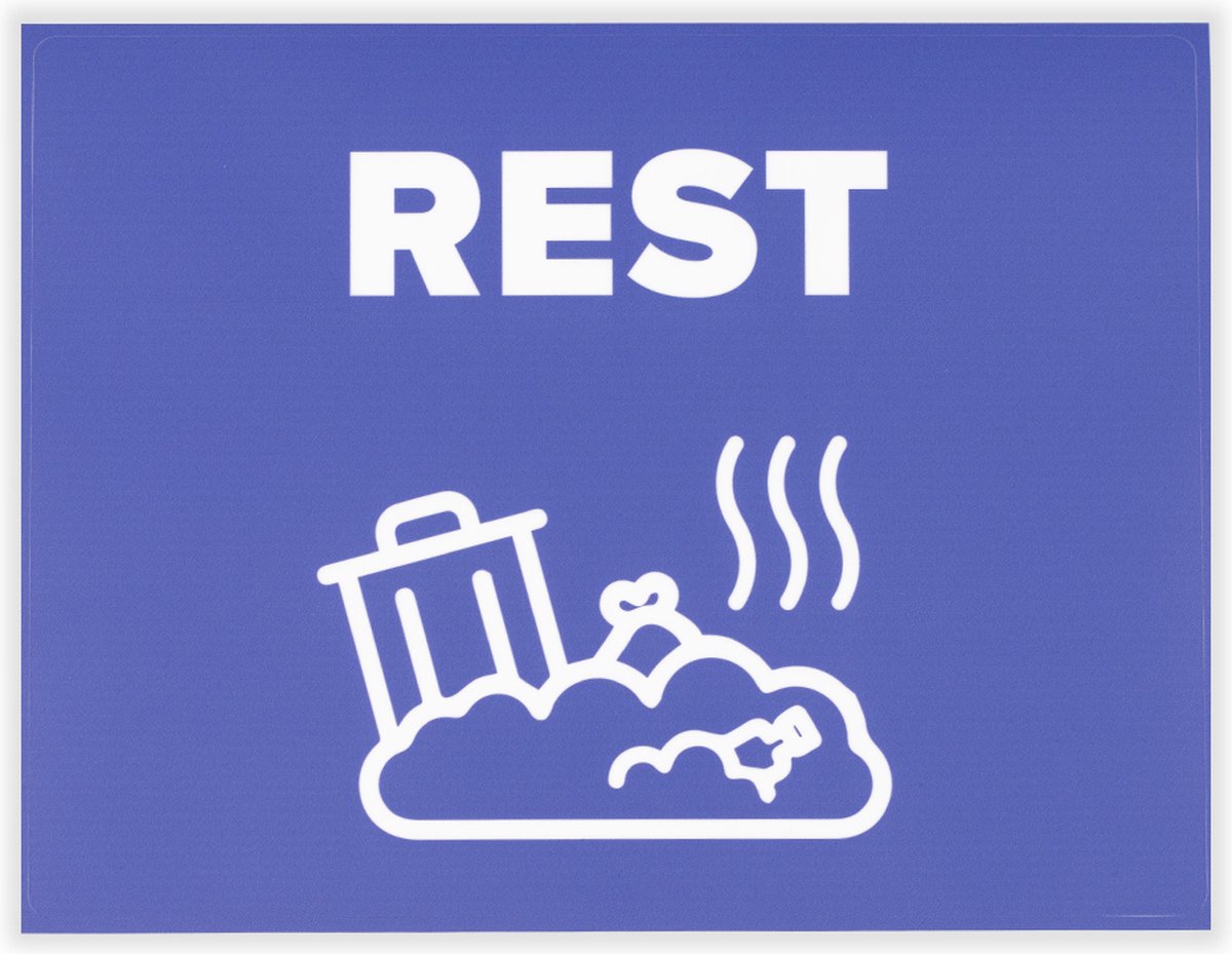 Afvalstickers Restafval - 25 x 19 cm - Container stickers - Kliko stickers - Prullenbak stickers - Rest - Restafval
