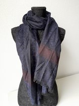 Sjaal - dames - jaquard - blauw - zwart - bordeaux rood - 75 x 175 cm - sjaaltje - omslagdoek - accessoire