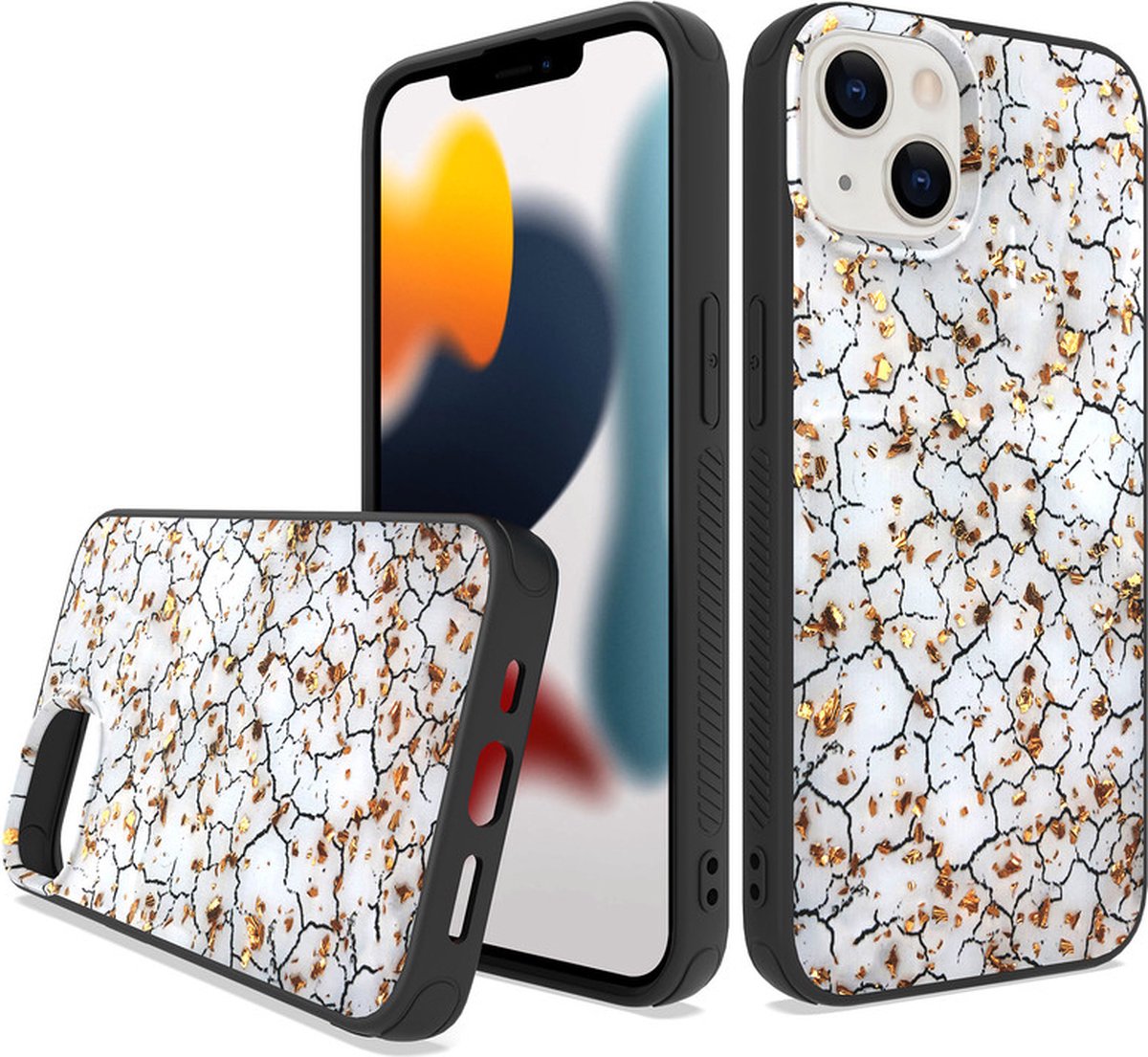 ZT Silicone telefoonhoesje met print Geschikt voor: iPhone 13 - Broken Wall - ZT Accessoires