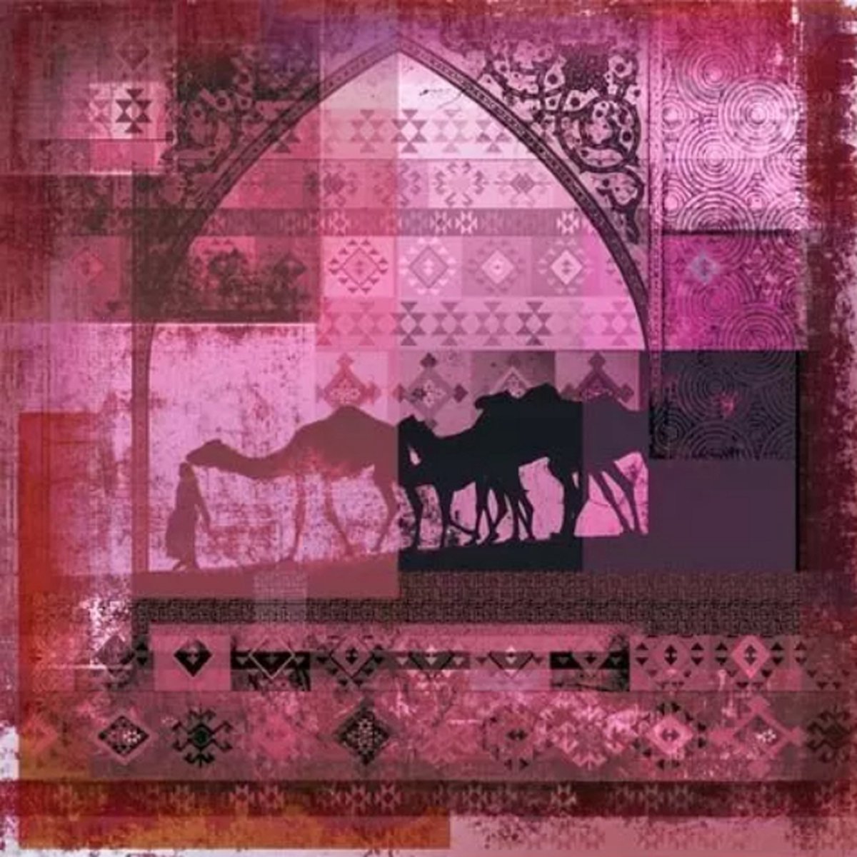 Safaary - Arabische schilderij Camels Roze