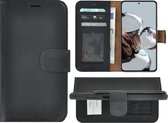 Xiaomi 12T Hoesje - Bookcase - Xiaomi 12T Pro Hoesje Book Case Wallet Echt Leer Zwart Cover