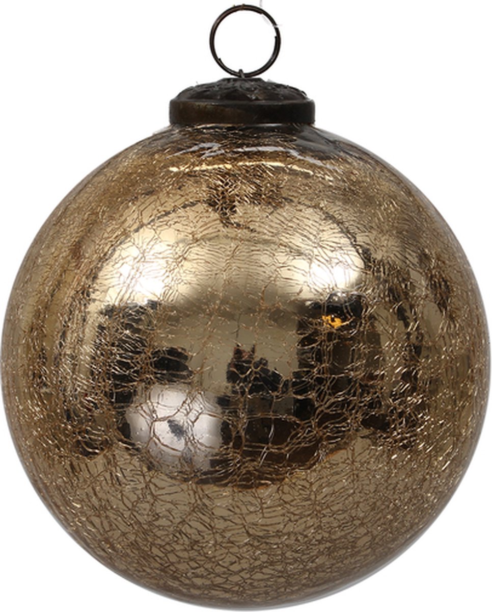 Overige Kerstballen - Pc. 1 Glass Ball 'crackled' Gold Ø10cm