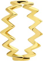 Lucardi Dames Zilveren ring zig-zag goldplated - Ring - 925 Zilver - Goudkleurig - 17.5 / 55 mm
