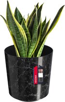 KADAX Bloempot, plantenpot van kunststof, 3 maten, plantenpot in 5 verschillende patronen, decoratieve pot voor planten, UV-bestendige bloempot (diameter 19,5 cm, zwart marmer)