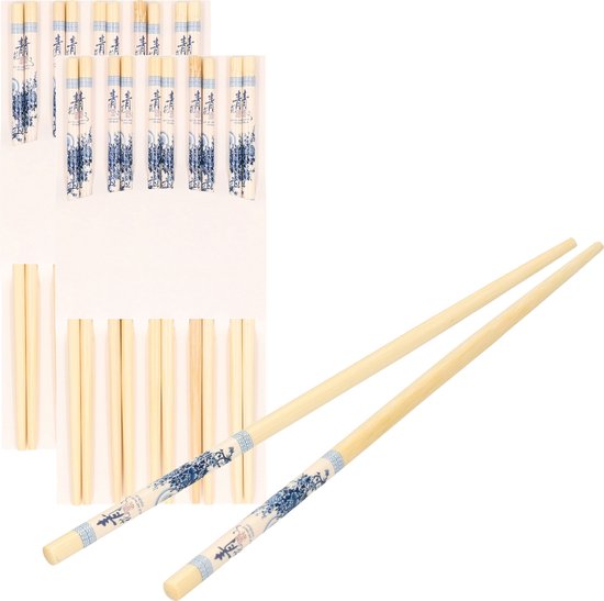 Baguettes Concorde Sushi - 40x sets - bois de bambou - imprimé bleu - 24 cm