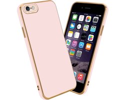 Cadorabo Hoesje geschikt voor Apple iPhone 6 PLUS / 6S PLUS in Glossy Roze - Rose Goud - Beschermhoes van flexibel TPU-silicone Case Cover en met camerabescherming