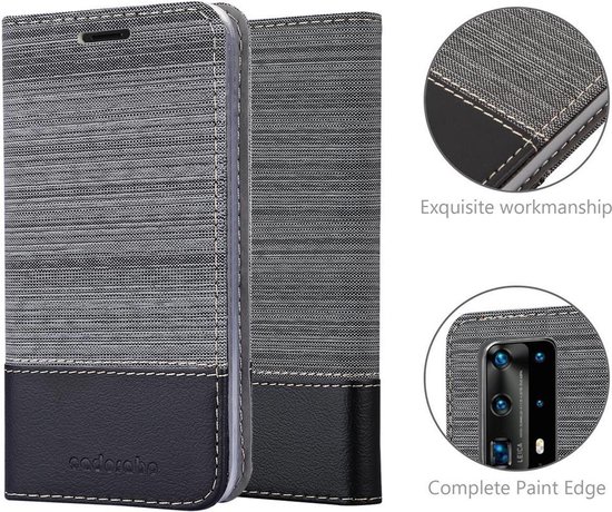 Cadorabo Hoesje geschikt voor Huawei P40 PRO / P40 PRO+ in GRIJS ZWART - Beschermhoes met magnetische sluiting, standfunctie en kaartvakje Book Case Cover Etui