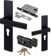ELIOT® deurklink set incl. insteekslot en knopcilinder - mat- zwart - slotafstand 55mm - cilindermaat 30/30