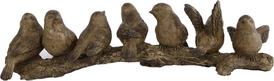 Figuren - Sculptuur "vogels Op Tak 7" L Bruin Polystone 28x7x7cm