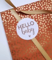 Sluitsticker Hello Baby - Hart - Hartje – Sluitzegel – Kadosticker | Wit – Beige / Kraft | Verrassen - Zwangerschap | Geboorte – Geboortekaart – Jongen/Meisje – Kraamfeest - Traktatie | Envelop sticker | Cadeau – Gift – Cadeauzakje - DH collection