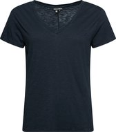 T-shirt Femme Superdry Studios Slub Emb Vee Tee - Bleu Foncé - Taille S