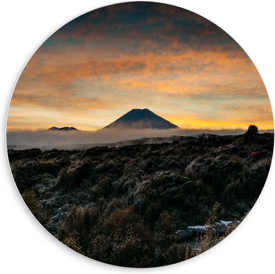 WallClassics - Plaque de mousse PVC Wall Circle - Vue du volcan au loin - 60x60 cm Photo sur Wall Circle (avec système d'accrochage)