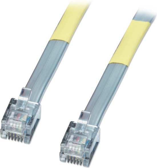 LINDY ISDN Aansluitkabel [1x RJ12-stekker 6p6c - 1x RJ12-stekker 6p6c] 10 m  Grijs | bol.com