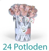 Potloden Dame Blanche/Zwaan (ROZE) - Gevulde blister met 24 stuks - Ideaal als doopsuiker of uitdeelcadeau