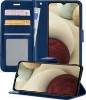 Hoesje Geschikt voor Samsung A12 Hoesje Book Case Hoes Wallet Cover - Hoes Geschikt voor Samsung Galaxy A12 Hoesje Bookcase Hoes - Donkerblauw