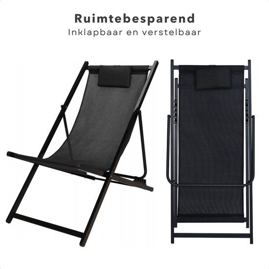 WSTERAO Zonneligstoel, ligstoel, kussen, tuinstoel, strandstoel, zonnebed, inklapbaar, tuin, balkon, terras