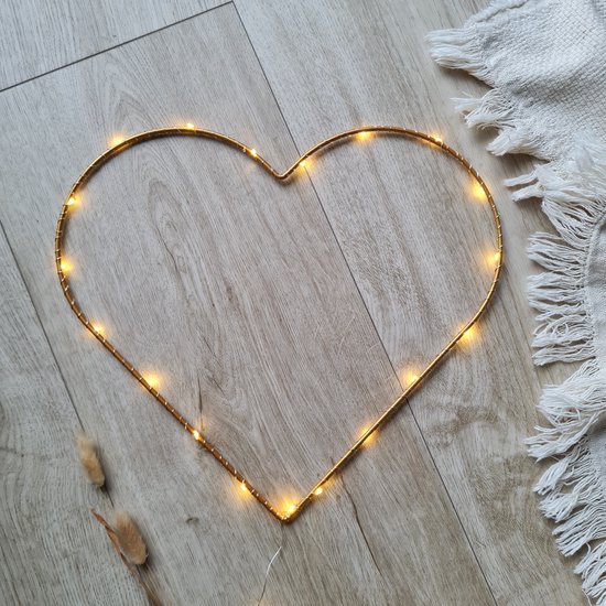 Lampe coeur doré, 50LED, chambre bébé, décoration, applique