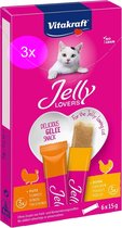 Vitakraft Jelly Lovers - Kip & Kalkoen - 3 x 6 st - 15 g