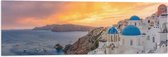 Vlag - Zonsondergang op het Griekse eiland Santorini - 120x40 cm Foto op Polyester Vlag