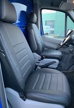 Pasvorm stoelhoezen set (stoel en stoel) Mercedes Sprinter 2006 t/m 2018 / Volkswagen Crafter 2006 /m 2016 - Kunst leer zwart