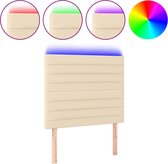 vidaXL - Hoofdbord - LED - 90x5x118/128 - cm - stof - crèmekleurig