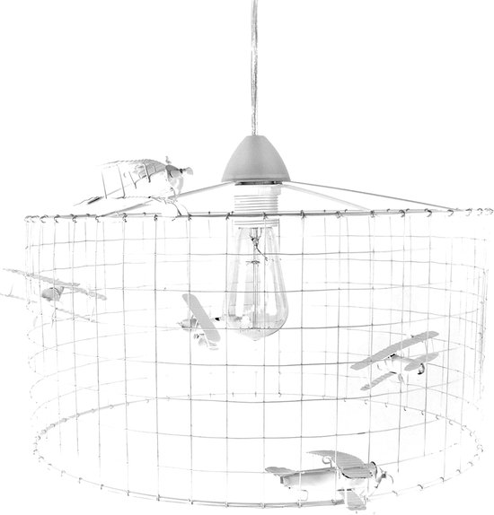 Lampe Avion-Lampe Suspendue Chambre d'Enfant avec Avions-lampe avec avions-lampe avion-lampe suspension enfant-lampe chambre garçon-lampe chambre enfant-lampe chambre bébé- Wit Ø40cm.