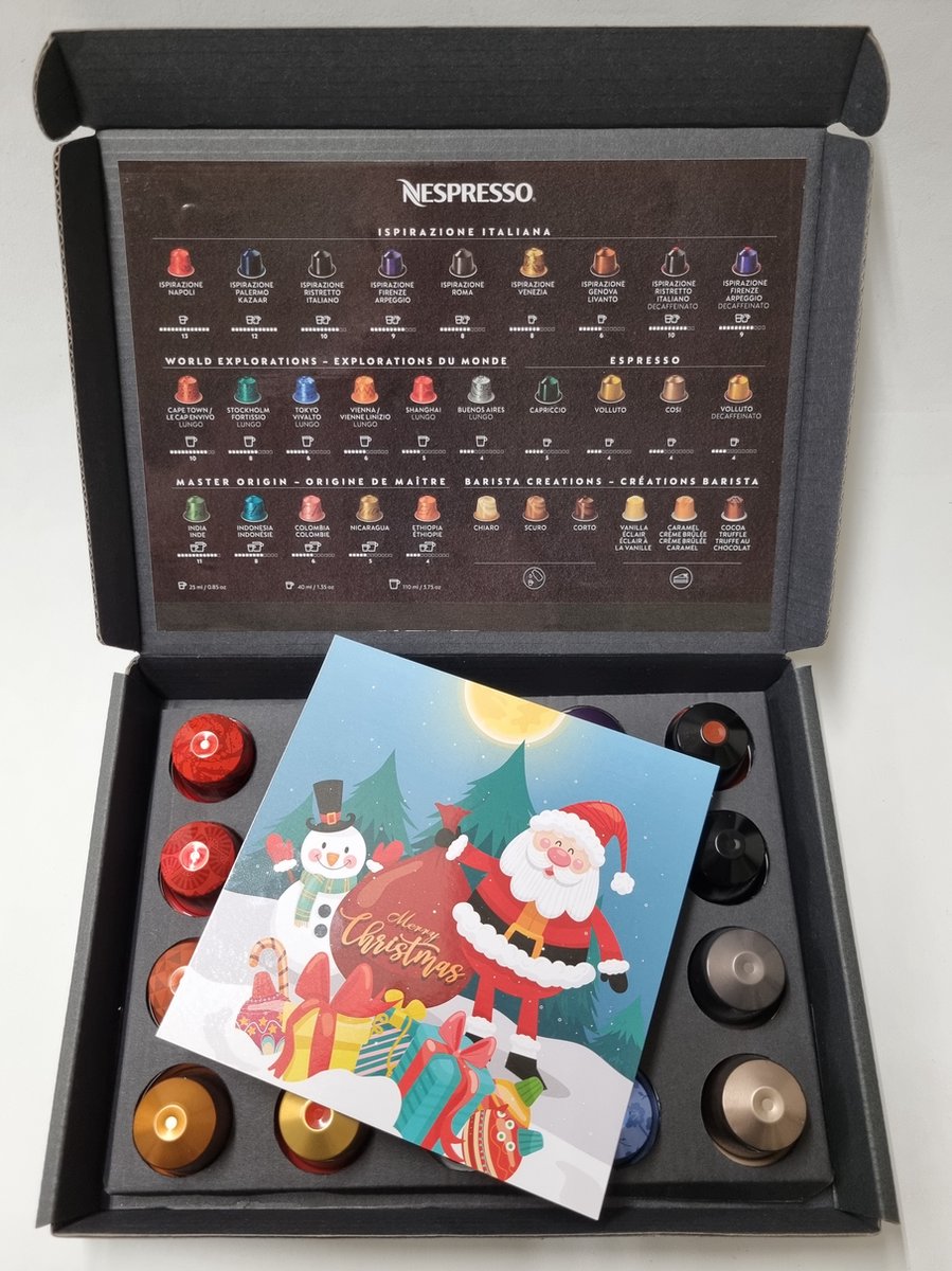 Goedkoopste Koffie Proeverij Pakket 20 stuks verschillende smaken met Mystery Card 'Merry Christmas' met persoonlijke (video) boodschap | Verjaardag | Sinterklaas | Kerstpakket | Vaderdag | Moederdag | Jubileum | Valentijnsdag