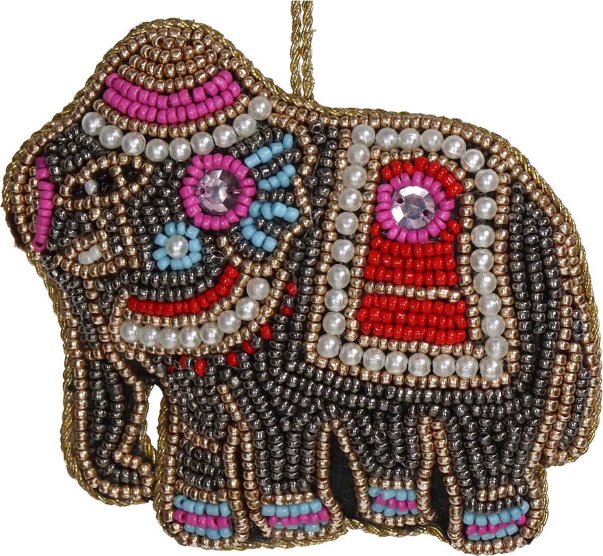 Kersthangers - Ornament Elephant Beads Multi 10cm