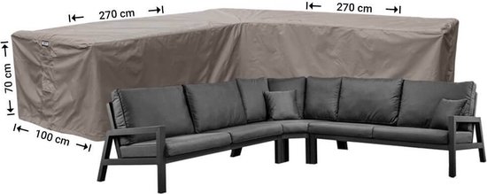 Foto: Raffles covers beschermhoes loungeset hoekbank l vorm 270 x 270 h 71 cm rhs270 waterdicht solution dyed uv bestendig elastisch trekkoord airvents beschermhoes tuinmeubelen