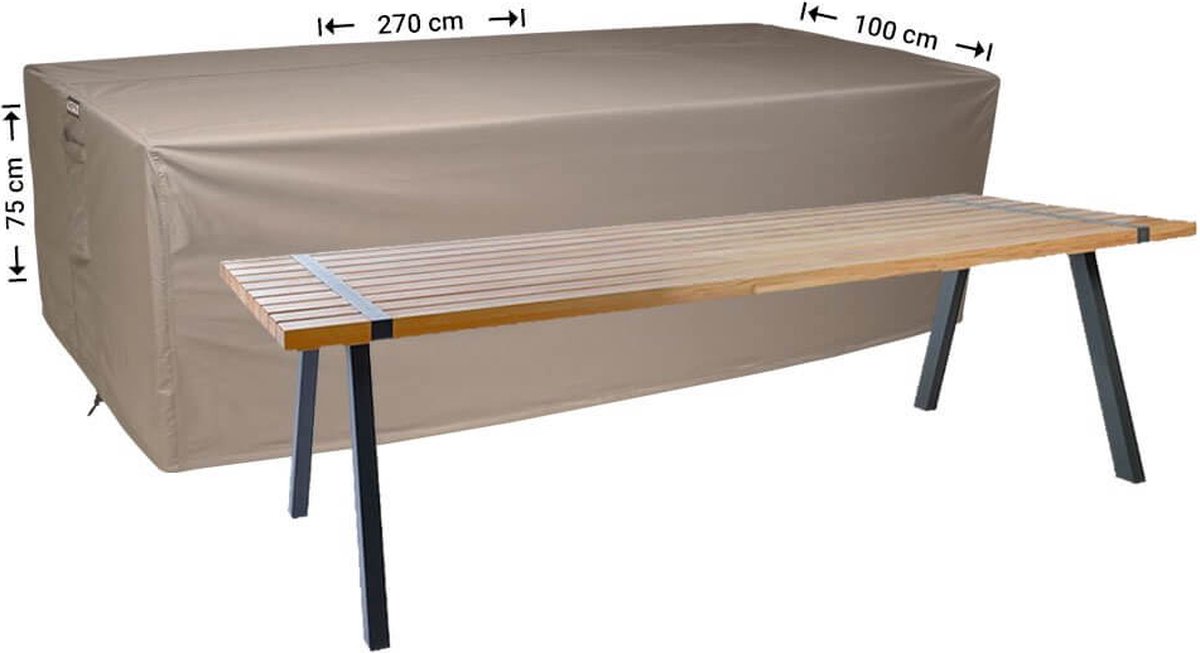 Raffles Covers Beschermhoes tuintafel - 270 x 100 H: 75 cm - RT270 - Waterdicht | Solution Dyed | UV-bestendig | Elastisch trekkoord | Airvents - Tuintafelhoes