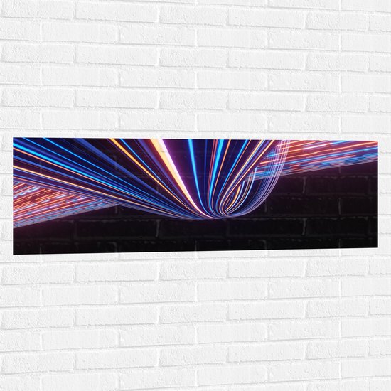 Muursticker - Abstracte Neonkleurige Lijnen - 120x40 cm Foto op Muursticker