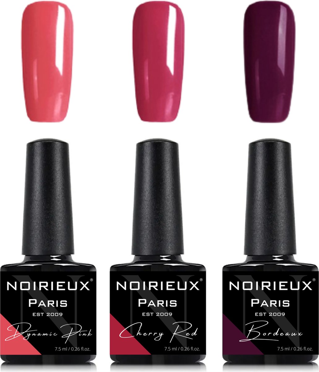 Gellak - NOIRIEUX® Premium Gellak - Nagellak - Gel nagellak - Dynamic Pink, Cherry Red & Bordeaux