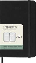 Agenda Moleskine 12 mois - 2024 - Semainier Horizontal - Poche - Couverture Rigide - Zwart