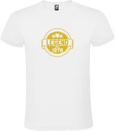 Wit T-Shirt met “Legend sinds 1978 “ Afbeelding Goud Size S