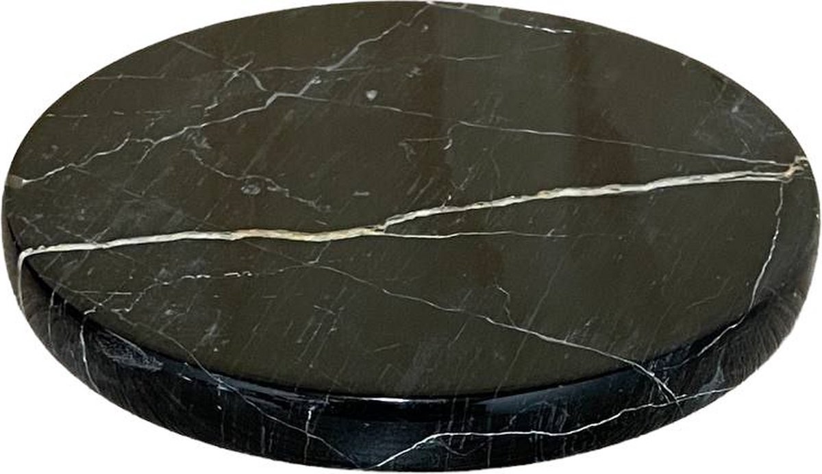 Zwart Marmer Rond Seveerplank - Nattursteen Tray - Bord 15 cm - Dessertbord - Dienblad