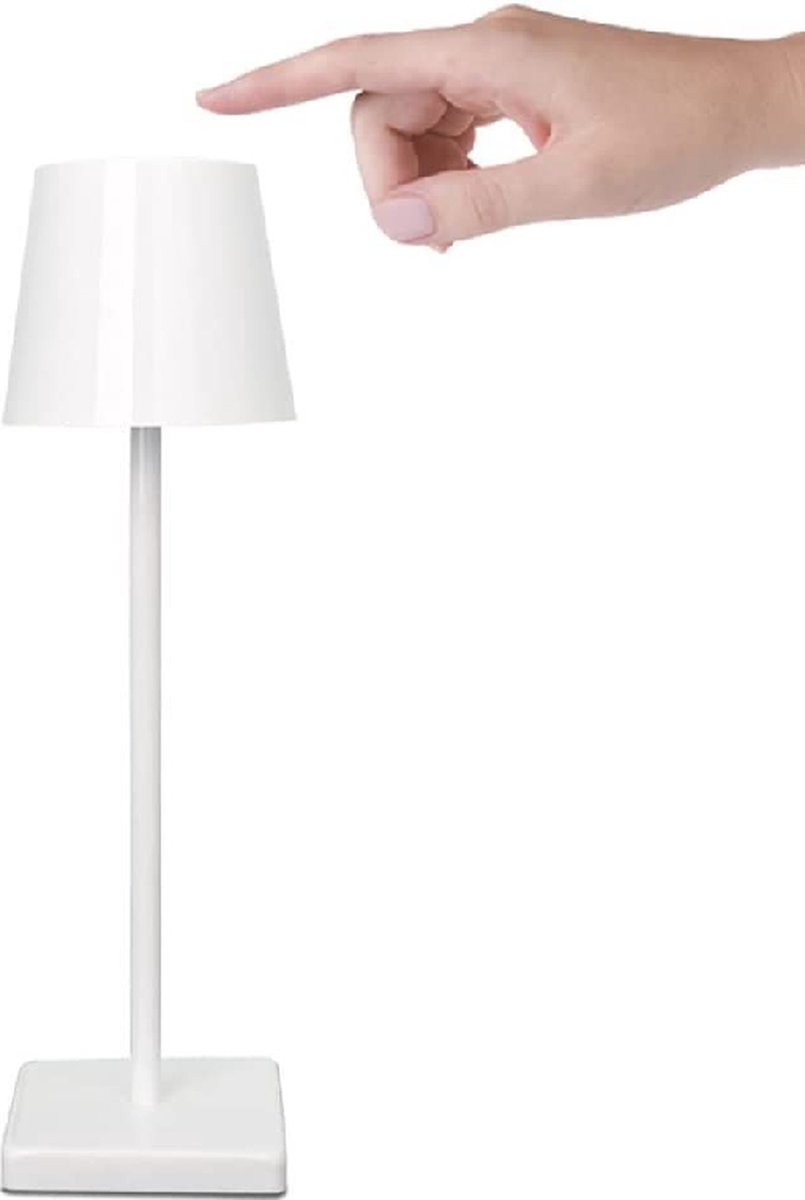 Oplaadbare tafellamp dimbaar wit aluminium 2700K Bureaulamp