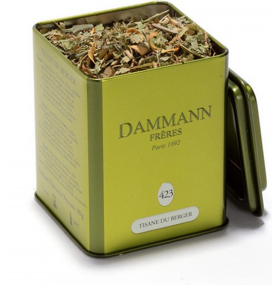 Dammann Frères - Tisane Du Berger blikje N° 423 - 40 gram losse kruidenthee met munt - Voor 23 kopjes thee zonder theïne