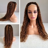 Braziliaanse remy pruik 24 inch 60,6 cm -4/30 mix van kleur kinky krullen haren - Braziliaanse pruiken echt menselijke haren - real human hair - 4x1 lace closure wig