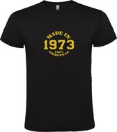 Zwart T-Shirt met “Made in 1973 / 100% Original “ Afbeelding Goud Size XS
