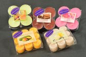 Candles by MilaNNE, mixed set met geur-T-Lichten: Sweet Vanille, Mango Meloen, Papaya, Orichidee en Kaneel