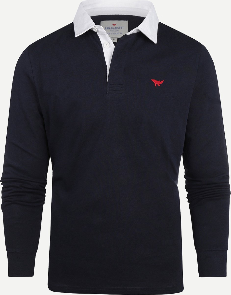 Amagansett Lente/Zomer 2023 Solid Rugby Shirt Mannen - Regular fit - Organic Cotton - Blauw (M)