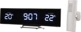 Kristmar Digitale klok met binnen-/buitentemperatuur – Thermometer binnen digitaal – Thermometer buiten – Wekkerradio - FM-radio – Inclusief buitensensor – Zwart