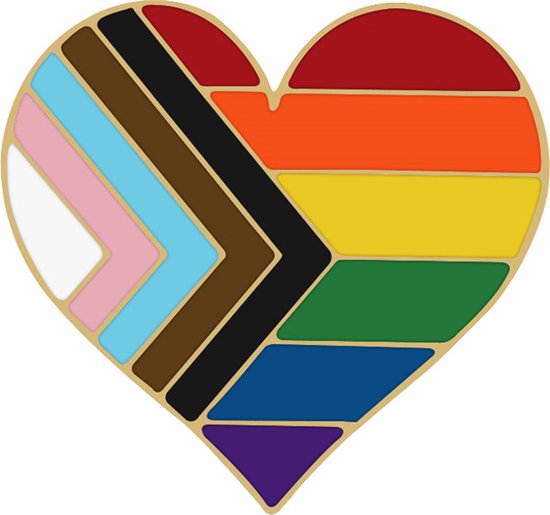 Pride pin broche - Hart - Progress pride vlag - Kledingspeld - Regenboogvlag