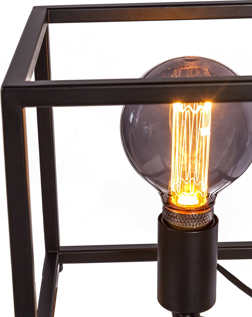 Tafellamp Zwart - Metaal - Vierkant - 22x22x23cm - Lamp Gofy - Giga Meubel