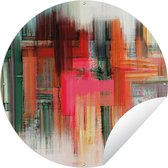 Tuincirkel Olieverf - Schilderij - Abstract - 60x60 cm - Ronde Tuinposter - Buiten