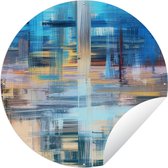 Tuincirkel Olieverf - Abstract - Schilderij - 60x60 cm - Ronde Tuinposter - Buiten