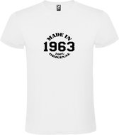 Wit T-Shirt met “Made in 1963 / 100% Original “ Afbeelding Zwart Size S